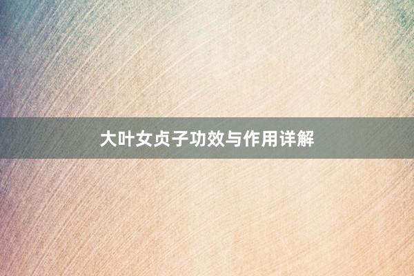 大叶女贞子功效与作用详解